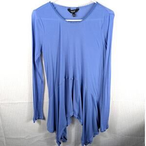 Simply Vera Vera Wang Medium Blue Lyocell Long Sleeve Asymmetrical Hem Tunic Top